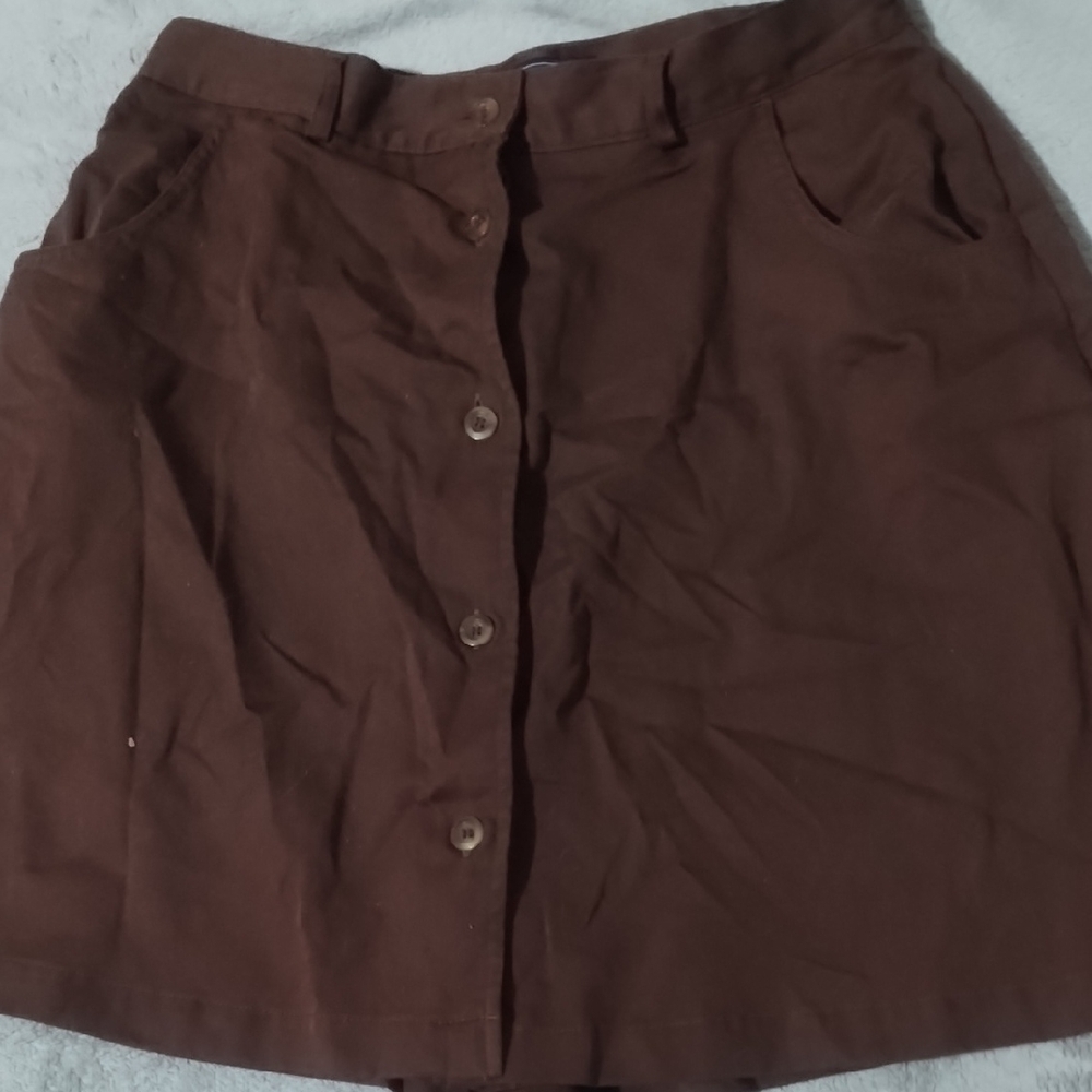 Karen Scott Chocolate Brown A-Line Skirt